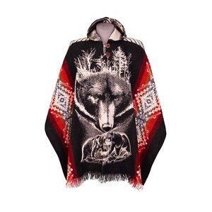 Bear Poncho. Festival Poncho. Women&#39;s Poncho. Men&#39;s Poncho. Hooded poncho. Christmas gift. Alpaca wool poncho.
