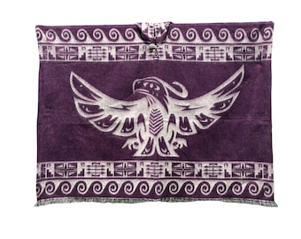 Poncho de lana de alpaca Thunderbird, tejido a mano, talla para adulto