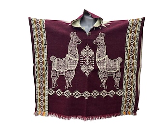 Poncho Llama, Poncho unisex.  Diseño andino.
