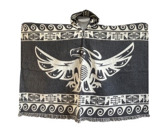 Poncho de alpaca Thunderbird, capa unisex tejida a mano
