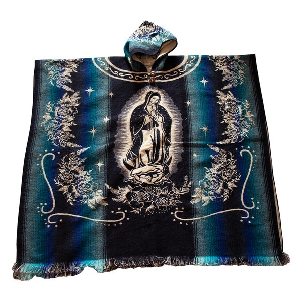 Virgin Mary Poncho. Alpaca wool poncho. Soft and warm poncho. Mexican sarape . Forongo. Gift Ideas!