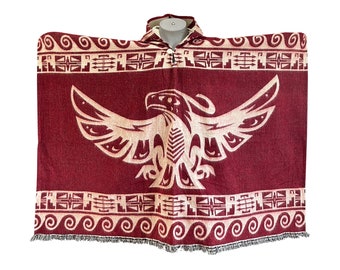 Poncho de alpaca Thunderbird, diseño tejido unisex