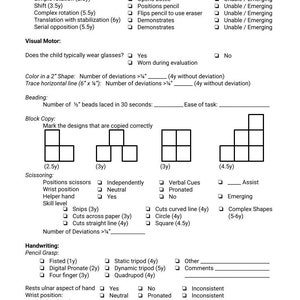 Pediatric Occupational Therapy Initial Evaluation Form image 2