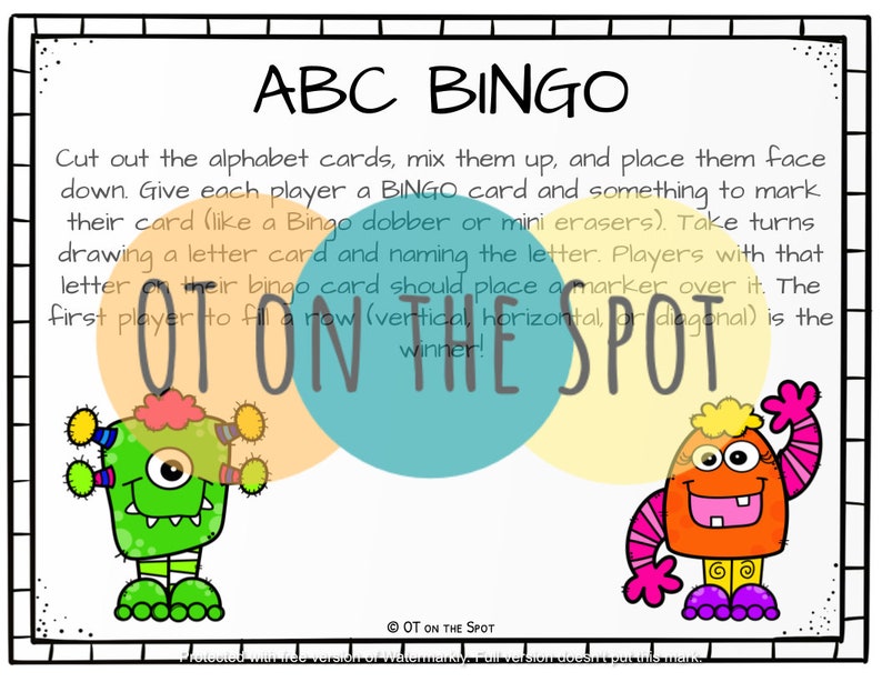 ABC Board Game Printables for Occupational Therapists, Teachers, and Parents image 2