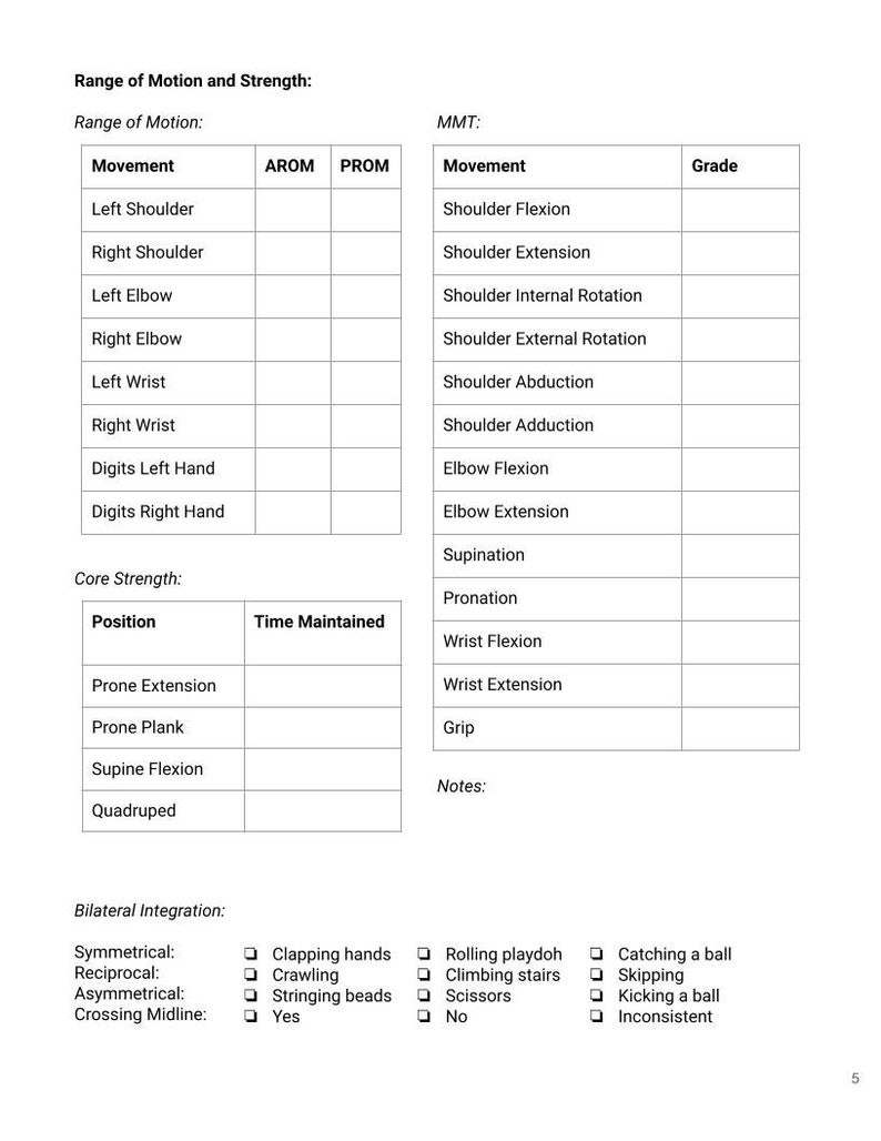 Pediatric Occupational Therapy Initial Evaluation Form image 6