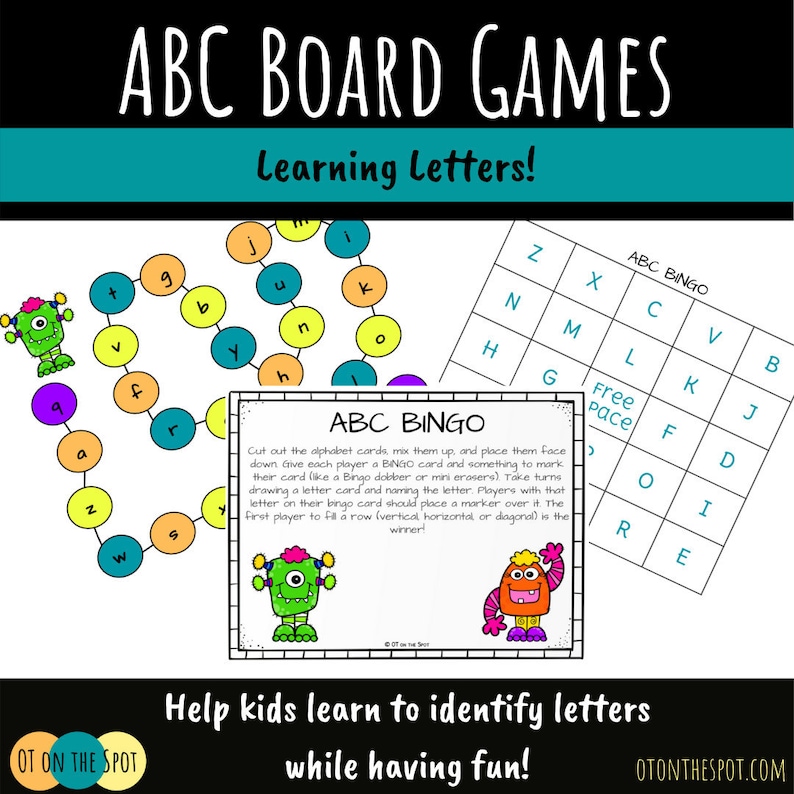 ABC Board Game Printables for Occupational Therapists, Teachers, and Parents image 1