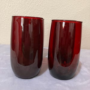 Vtg set of 6 Anchor Hocking royal  ruby red  12 oz glasses.