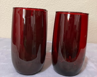 Vtg set of 6 Anchor Hocking royal  ruby red  12 oz glasses.