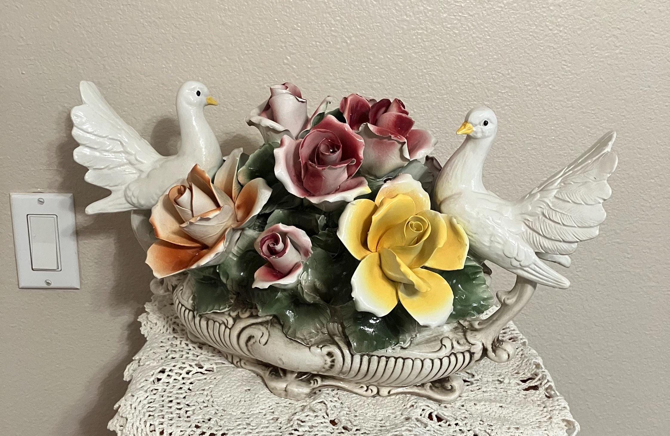 Vintage Capodimonte Extra Large Beautiful Porcelain Roses and