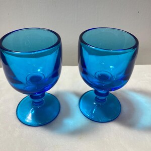 Vtg. dark aqua blue  8 oz. water goblets  by Imperial Glass Set of 2