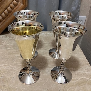 Vtg. set of 4 Valero silver plated wine goblets.  Made in Spain