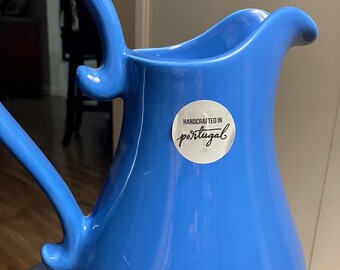 Farval 12” Sky Blue Ceramic Pitcher Made in Portugal - Etsy