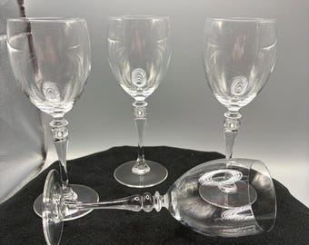 Vtg. Cortina by Luminarc France  crystal  8 oz. wine glasse Set of 4