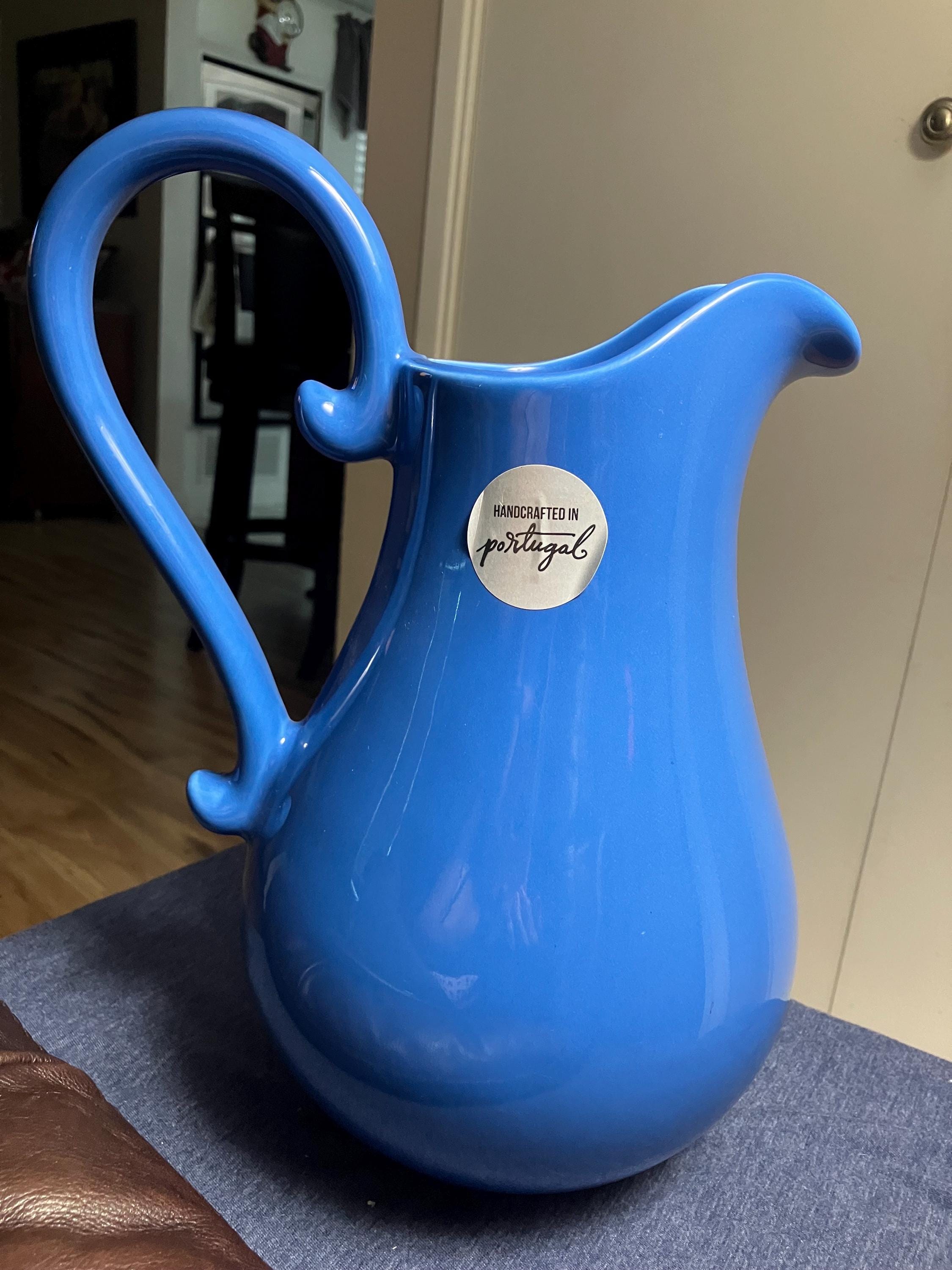 Farval 12” Sky Blue Ceramic Pitcher Made in Portugal - Etsy