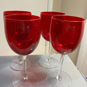 VTG Ruby Red kristallen bubbelwijnglazen. Set van 4&quot;