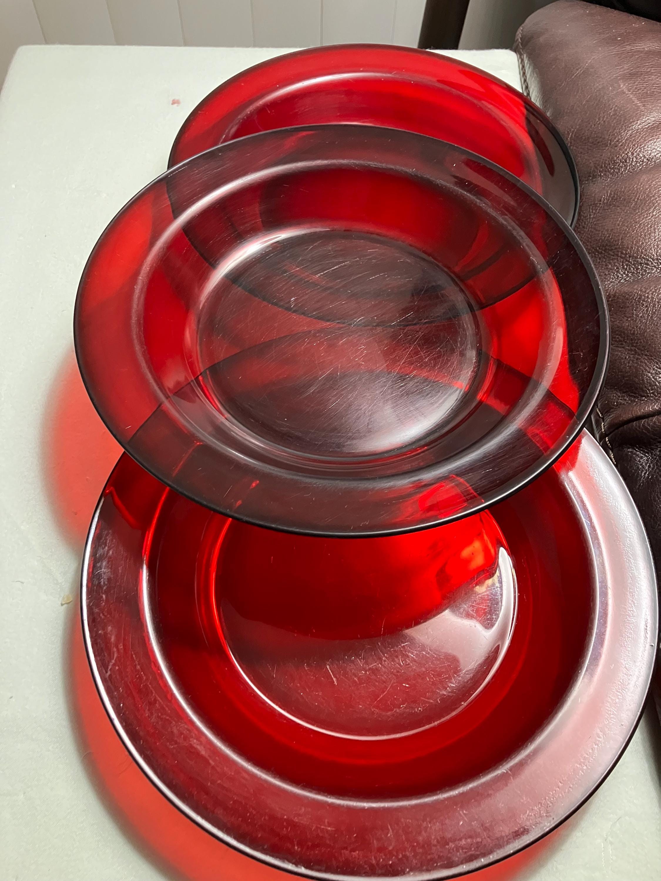 Cristal D'arques Durand Luminarc Ruby Red Glass Egg Pedestal Candy Dish