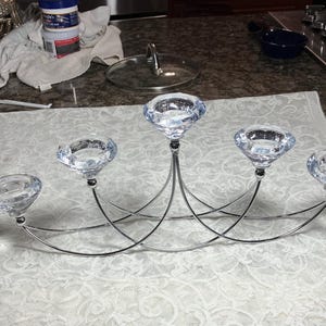 Vtg. 5 arm tea light silver curved  candelabra