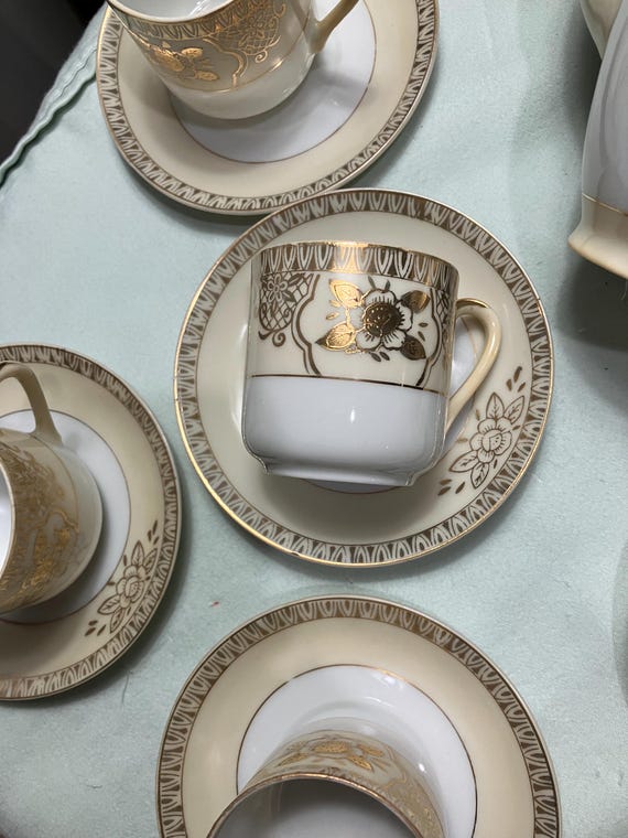 19 アンティークチャーチセット Antique Chikaramachi Hand Painted Porcelain Tea Set - Etsy