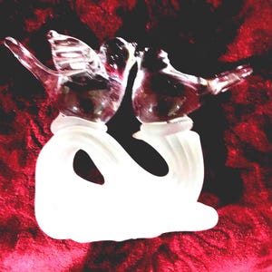 Glass love bird sculpture
