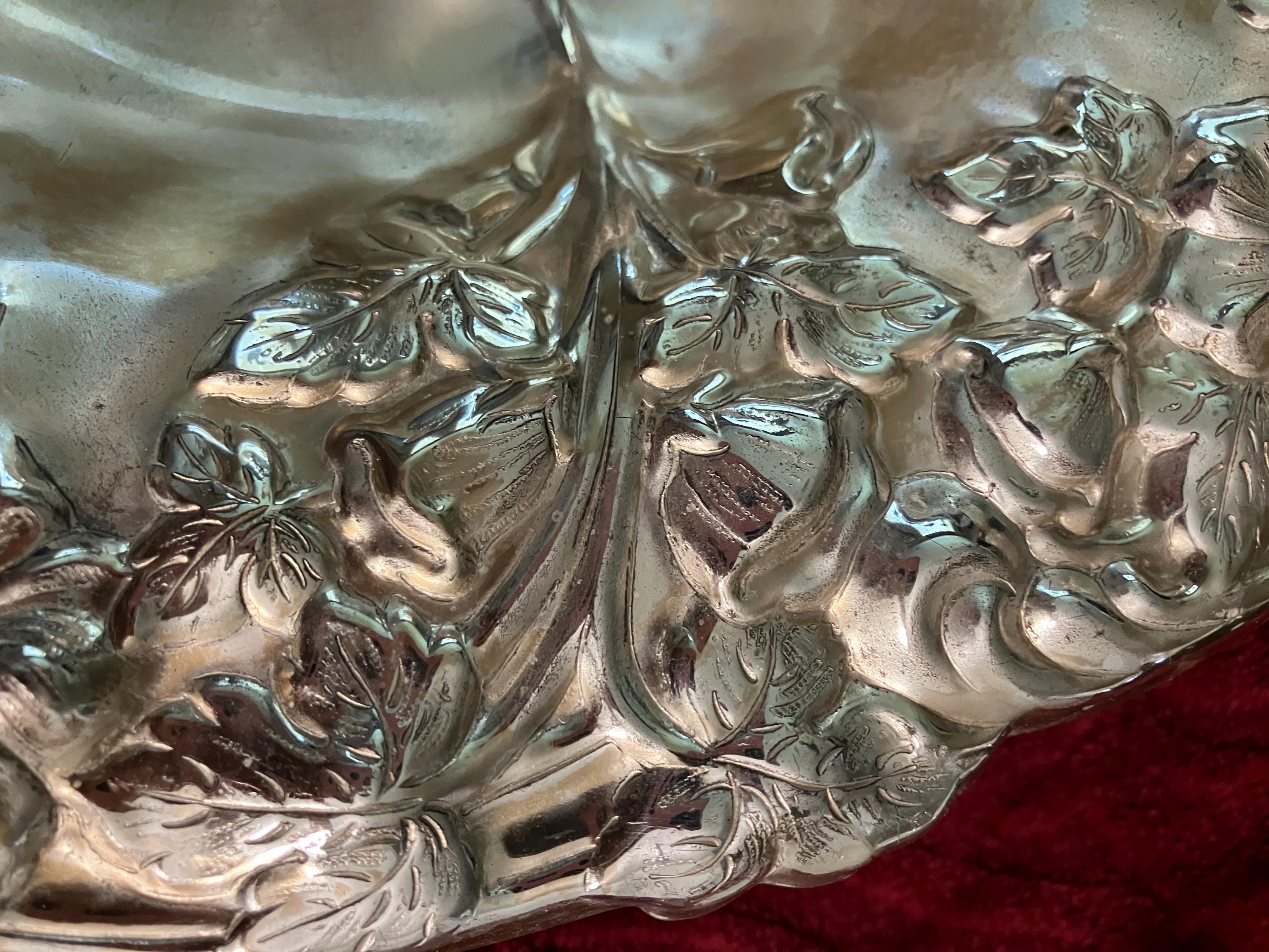 Vintage WMF IKORA Silver Plated Footed Raised Floral Serving Tray