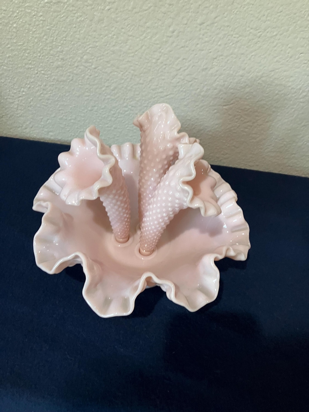 Vintage Fenton Pink Milk Glass 3 Horn Epergne - Etsy