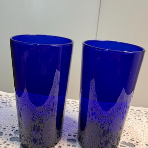 Vtg  Libbey  16oz. Colbolt blue tall tumblers.  Set of 2