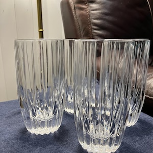Vtg. Mikasa Park Lane pattern 12 oz. Lead crystal highball glasses Set of 4