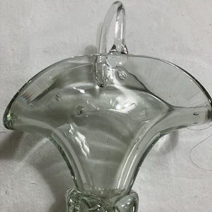 Vintage depression glass hand blown miniature basket