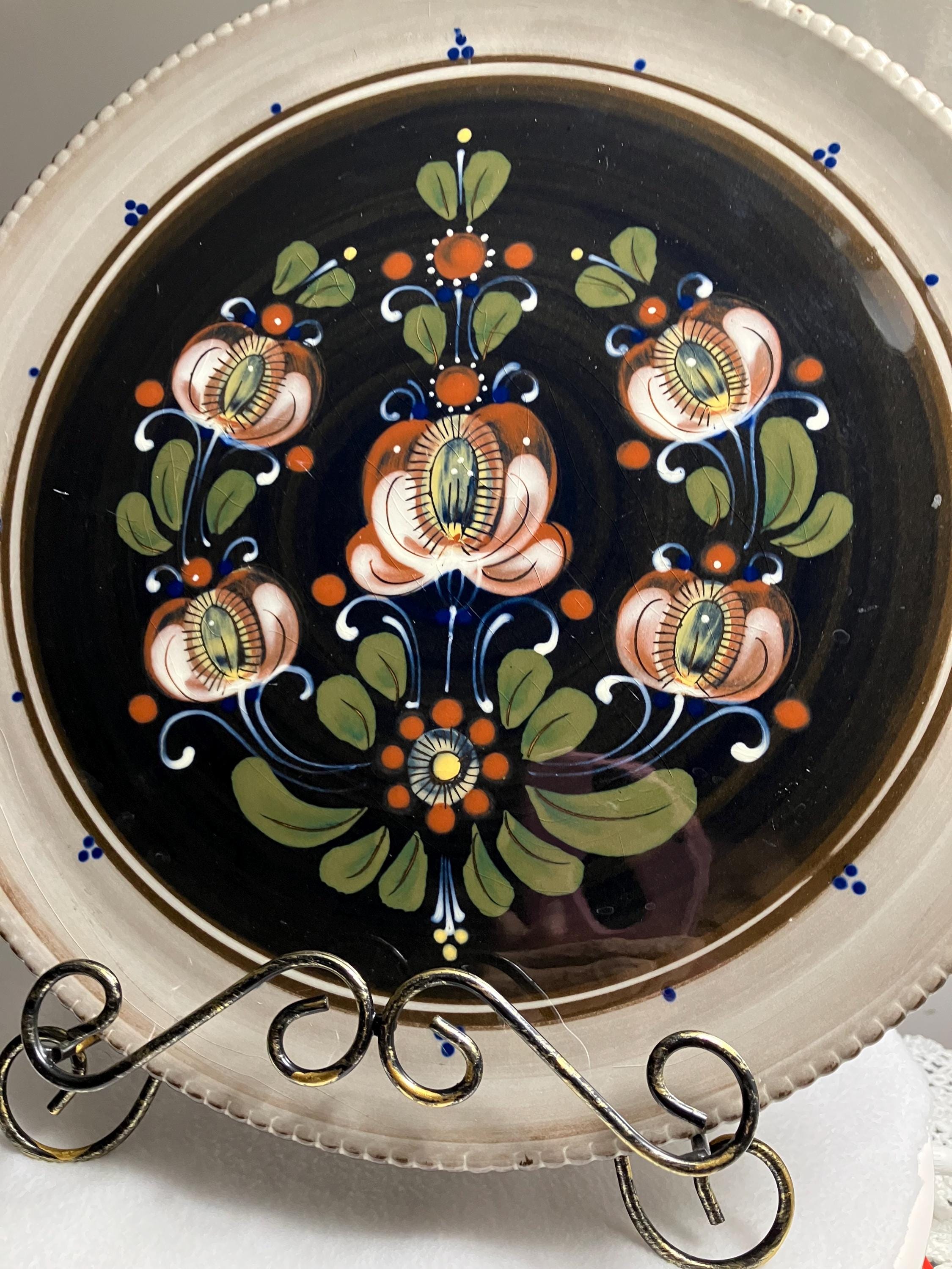 Vintage Ceramic Hand Painted Display Plate by Hugo Kohler of
