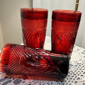 Vtg Cristal D’ Arques Antique Ruby red glasses.  Set of 3
