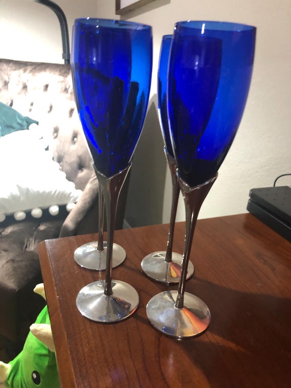 Buy International Silver Company Champagne Flutes With Silver Plate Stems.  Set of 4 Online in India - Etsy
