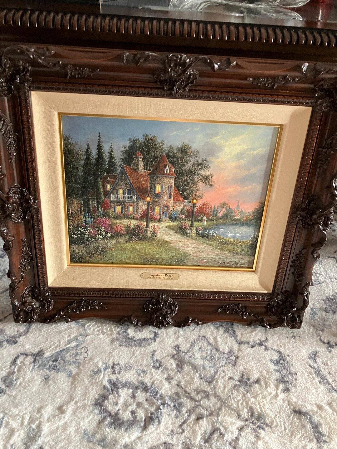 Dennis Patrick Lewan's Grey Stone Mansion Signed and Framed Oil