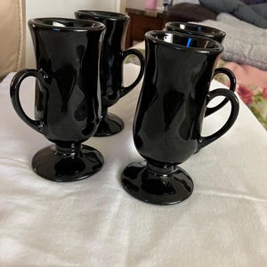 Vtg 4 Hall black Turkish coffee mugs #1270. Made in the USA