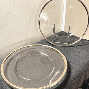 Vintage gold rim glass dinner plates.  Set of 3.