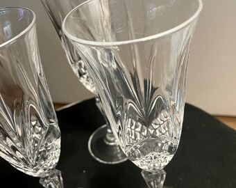 Vtg. Cristal De Flandre Champagne Flutes. Set of 3, Made in Italy
