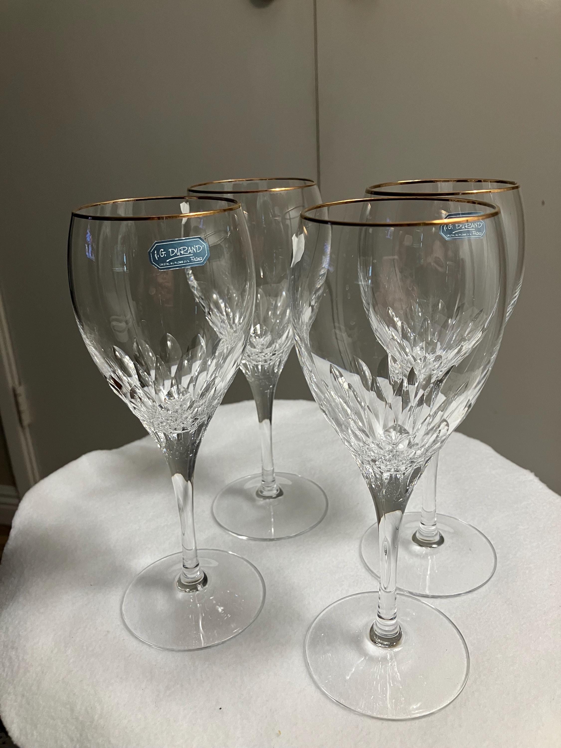 Vtg J.G. Durand Cristal D'arques Cappella Gold Pattern Wine