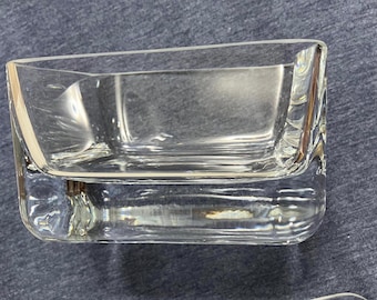 Vintage Krosno clear crystal glass square bowl