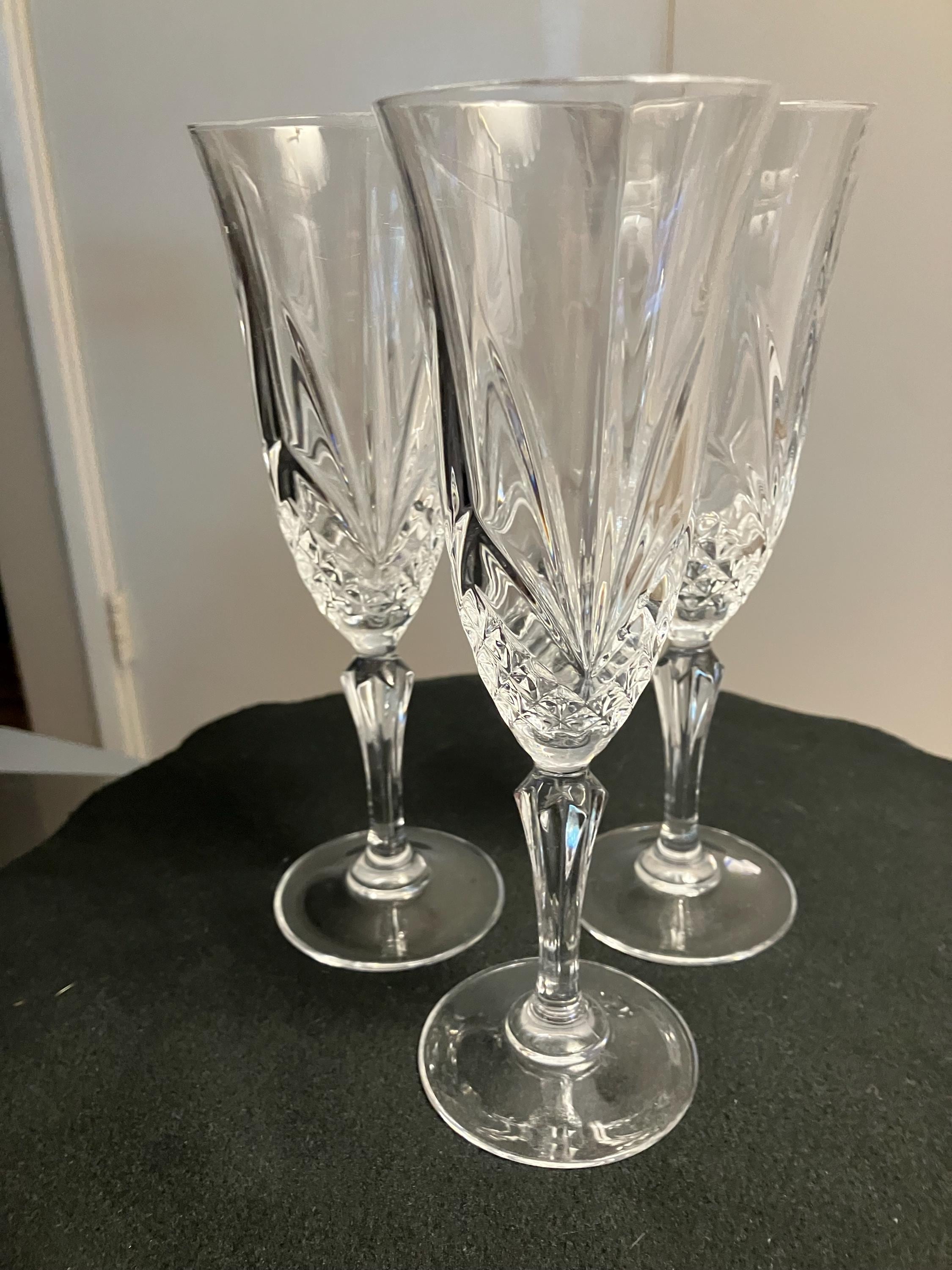 Vtg. Cristal De Flandre Champagne Flutes. Set of 3, Made in Italy
