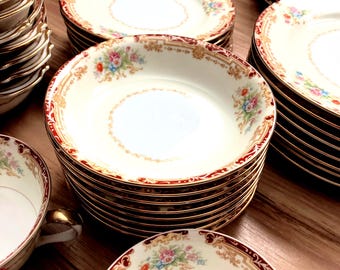 Vintage Noritake Ivory China 7025 Fragrance 3 Piece Place Setting