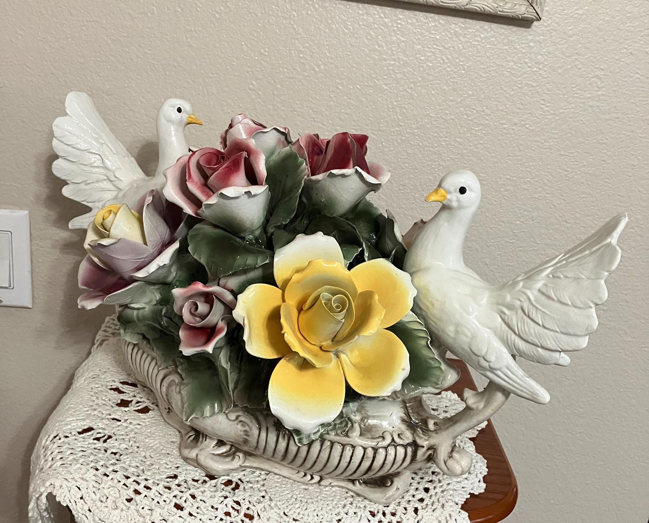 Vintage Capodimonte Extra Large Beautiful Porcelain Roses and
