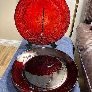 Vtg Cristal D’ Arques Antique Ruby red salad 8” plates.  Set of 4