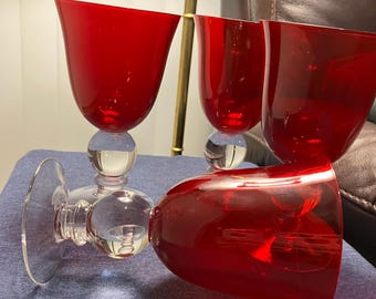 Lenox Holiday Gems Ruby red wine/water goblets. Set of 4
