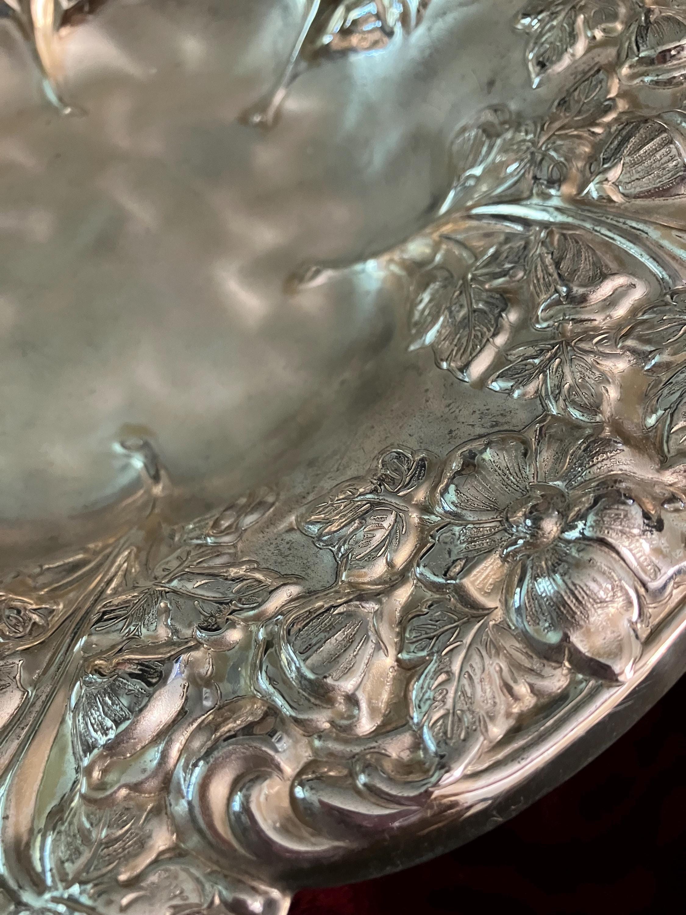 Vintage WMF IKORA Silver Plated Footed Raised Floral Serving Tray