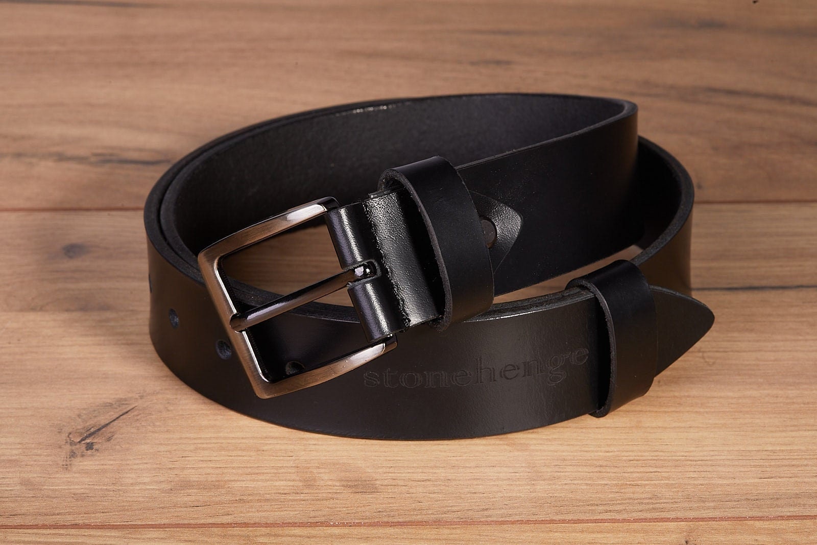 Crazy Horse Black Leather Belt Custom Crazy Horse Leather Belt – Antique Copper Buckle  main image 2