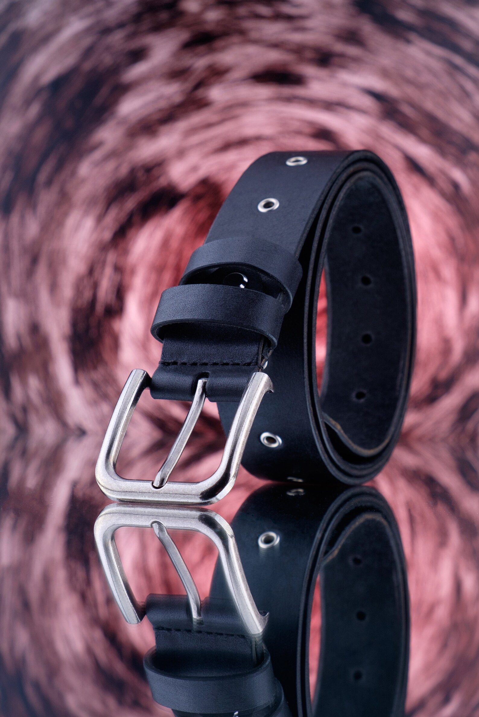 Leather eyelet belt rock and roll belt black riveted belt Etsy