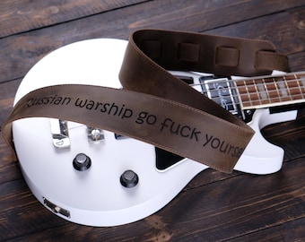 Custom leather guitar strap with engraving, bass and electric adjustable guitar accessories, personalized musician gift