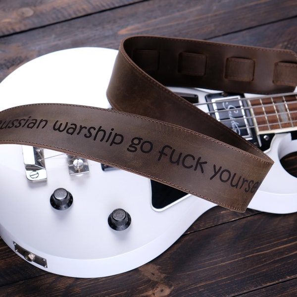 Custom leather guitar strap with engraving, bass and electric adjustable guitar accessories, personalized musician gift