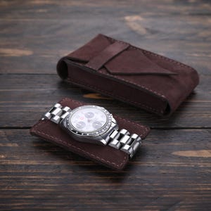 Custodia per orologio personalizzata, custodia per orologio in pelle con incisione personalizzata, organizer per orologio singolo, custodia protettiva da viaggio, regalo di Natale per lui