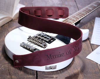 Tracolla per chitarra in pelle con incisione personalizzata, accessori regolabili per basso e chitarra elettrica, regali e accessori personalizzati per musicisti