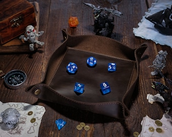 Custom DND leather dice tray, Tabletop Dungeons and dragons personalized rolling accessory, personalized minimalist gift